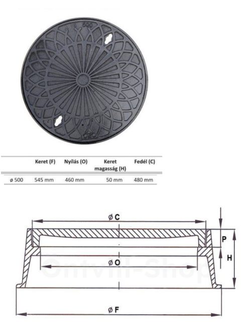 Tisztító fedlap 500mm D400, aknafedlap